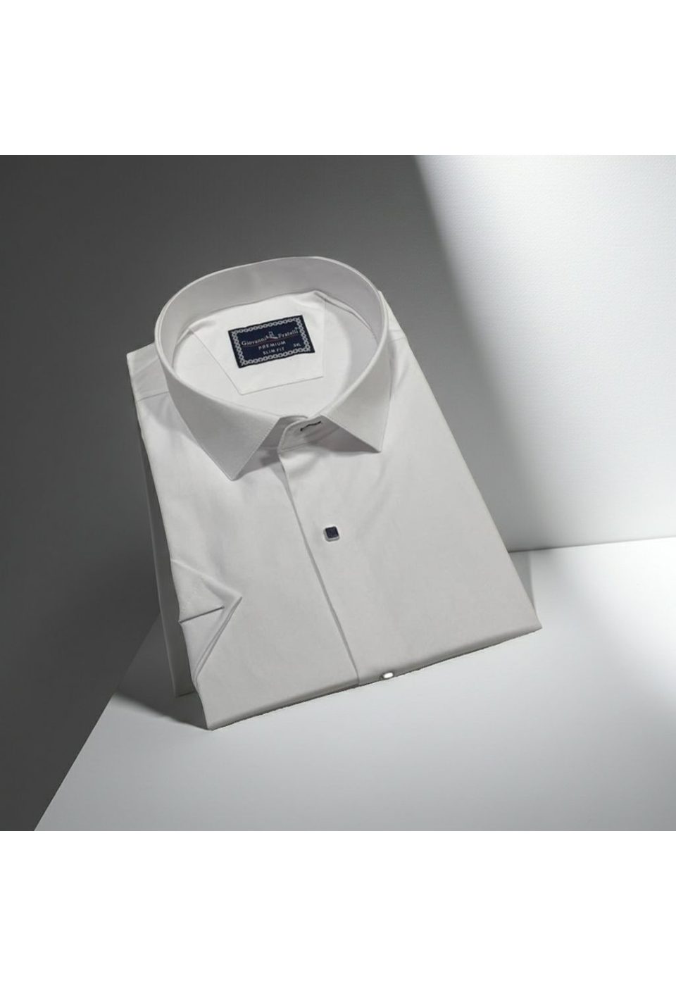 3037 BT CR K SATIN 010 Büyük Beden Slim Fit Kısa Kol Düz Renk Erkek Gömlek 4GMK323037010 - Giovanni Fratelli