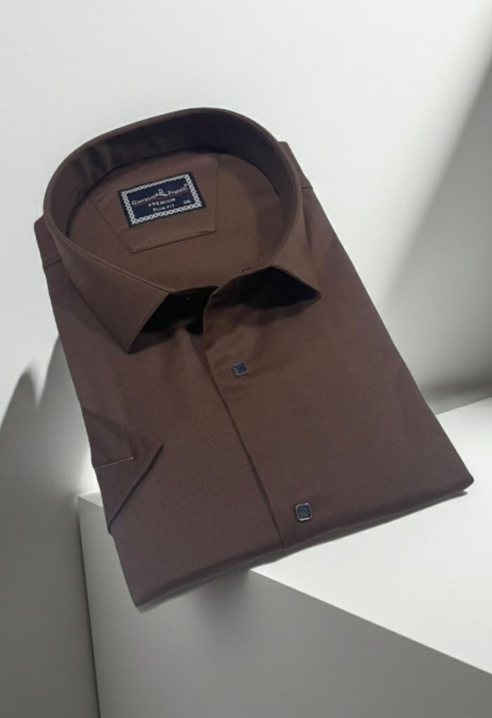 Büyük Beden Slim Fit Kısa Kol Düz Renk Erkek Gömlek 4GMK323037011