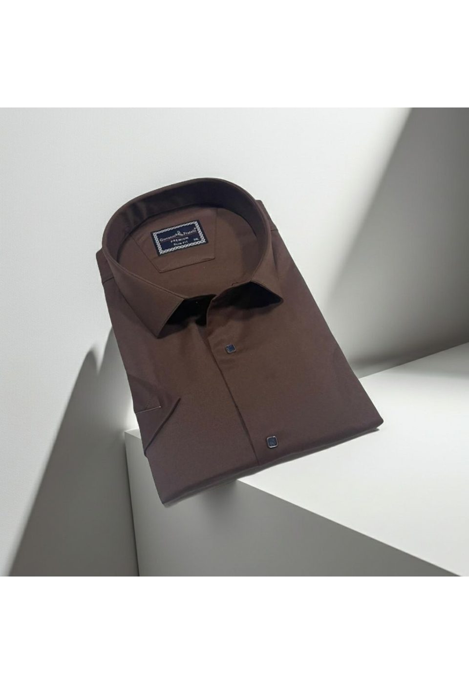 3037 BT CR K SATIN 011 Büyük Beden Slim Fit Kısa Kol Düz Renk Erkek Gömlek 4GMK323037011 - Giovanni Fratelli