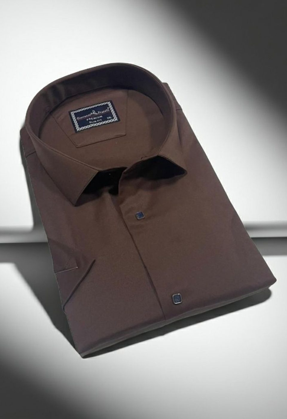 Büyük Beden Slim Fit Kısa Kol Düz Renk Erkek Gömlek 4GMK323037011