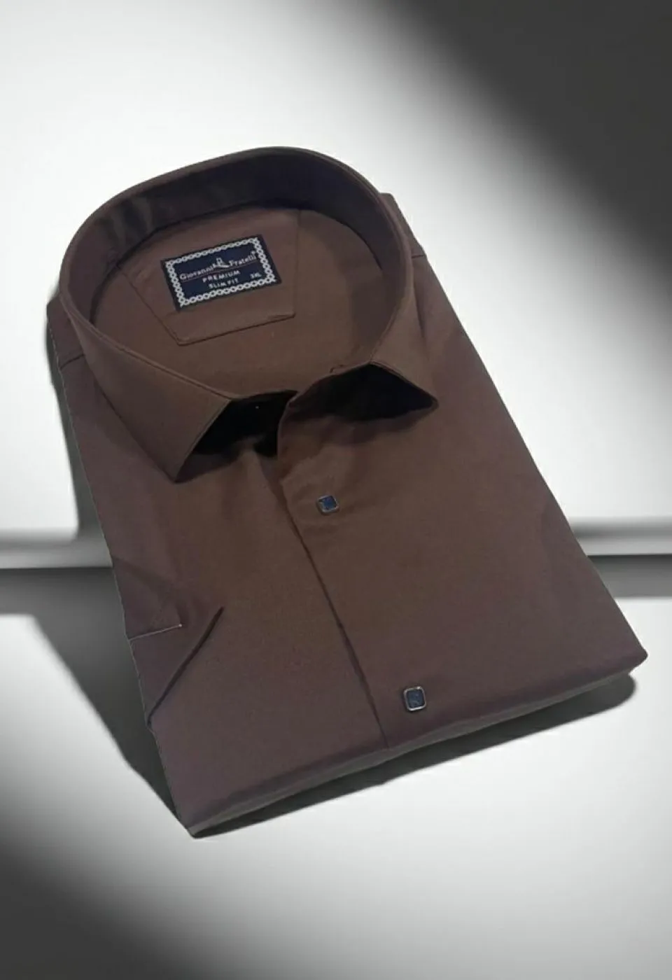 Büyük Beden Slim Fit Kısa Kol Düz Renk Erkek Gömlek 4GMK323037011