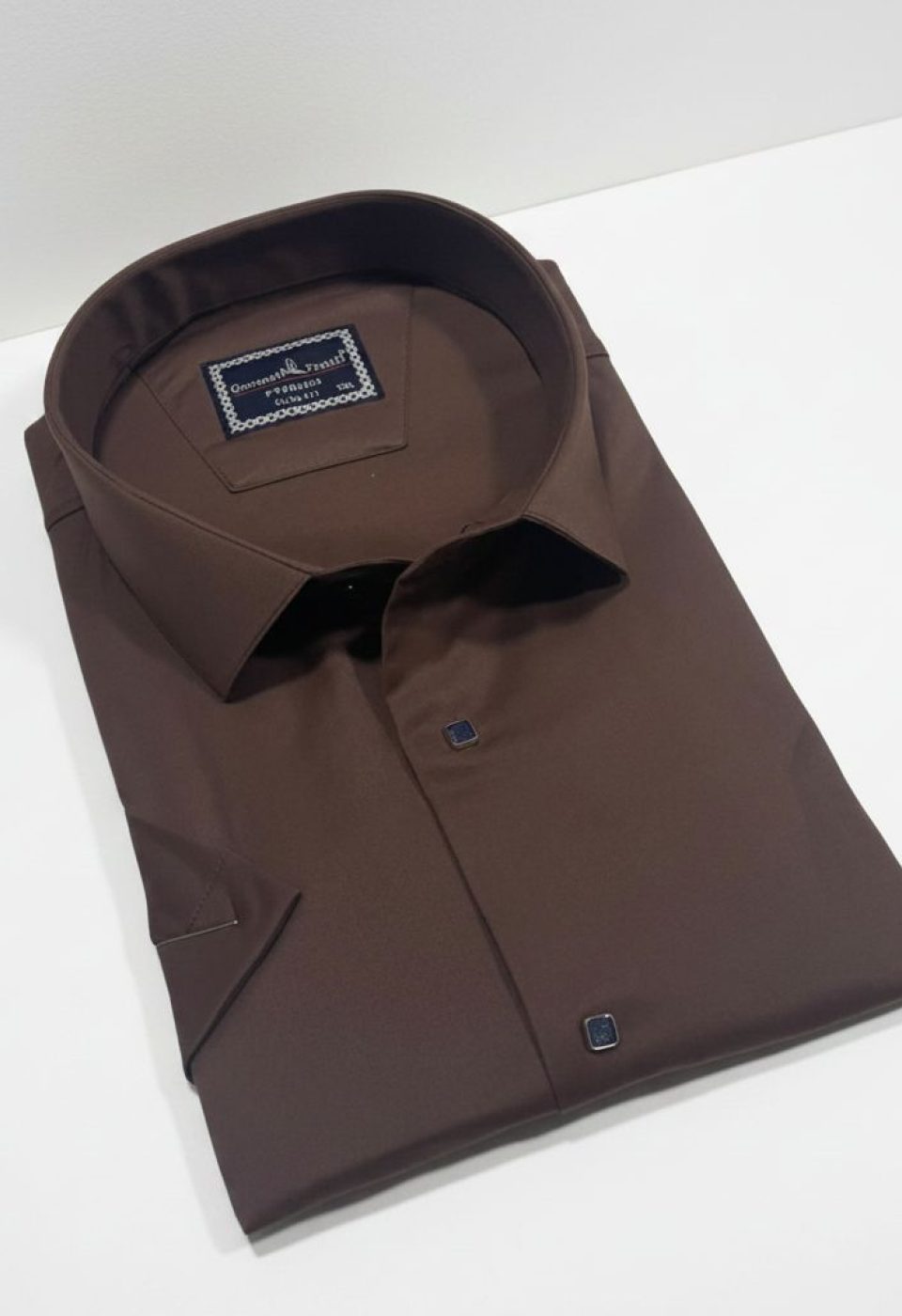 3037 BT CR K SATIN 011 Büyük Beden Slim Fit Kısa Kol Düz Renk Erkek Gömlek 4GMK323037011 - Giovanni Fratelli