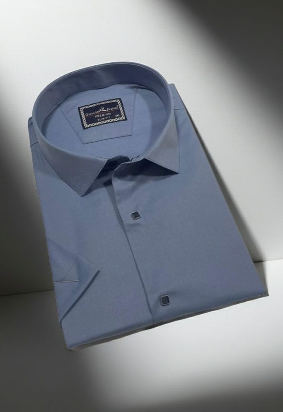 Büyük Beden Slim Fit Kısa Kol Düz Renk Erkek Gömlek 4GMK323037012