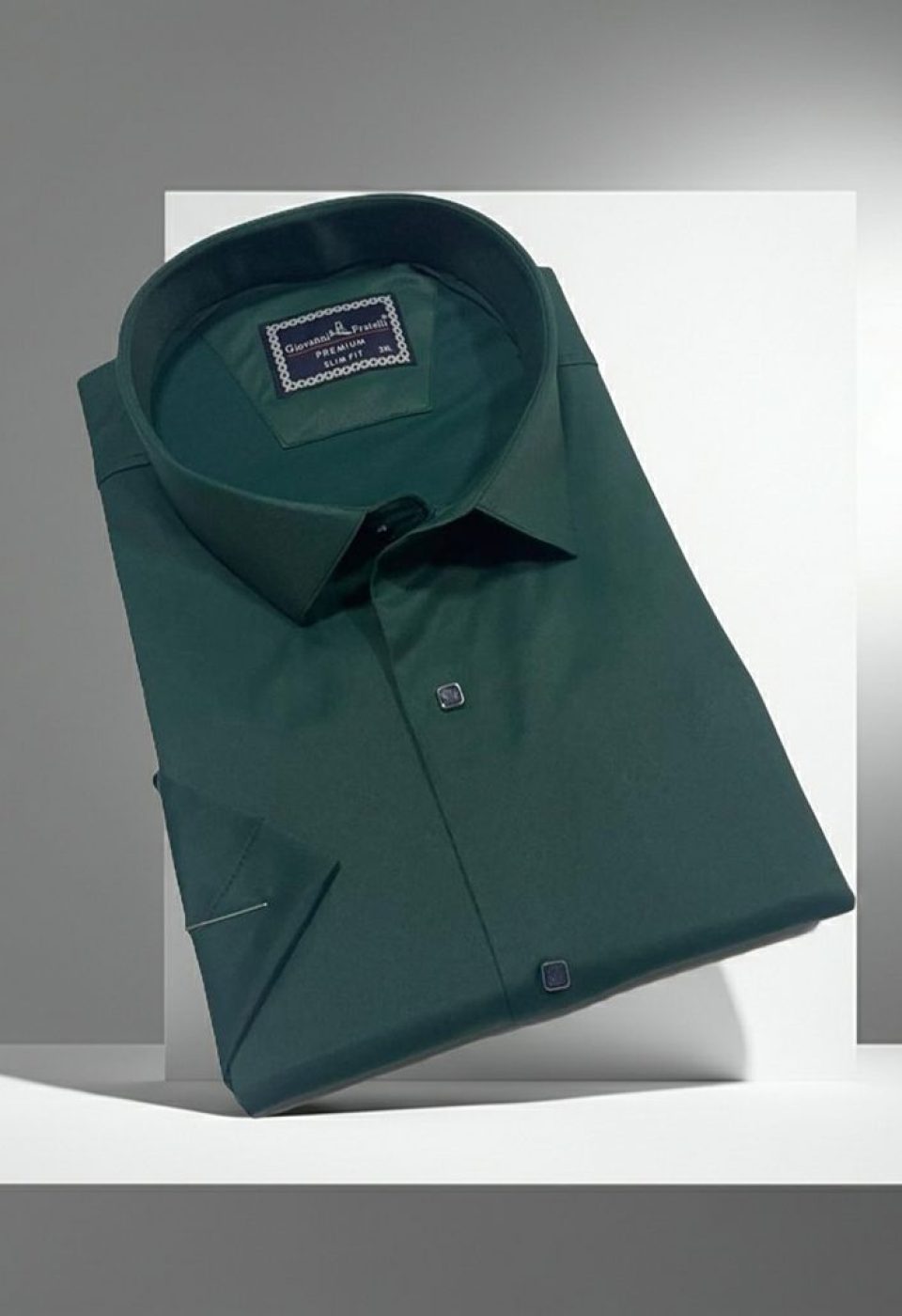 Büyük Beden Slim Fit Kısa Kol Düz Renk Erkek Gömlek 4GMK323037014