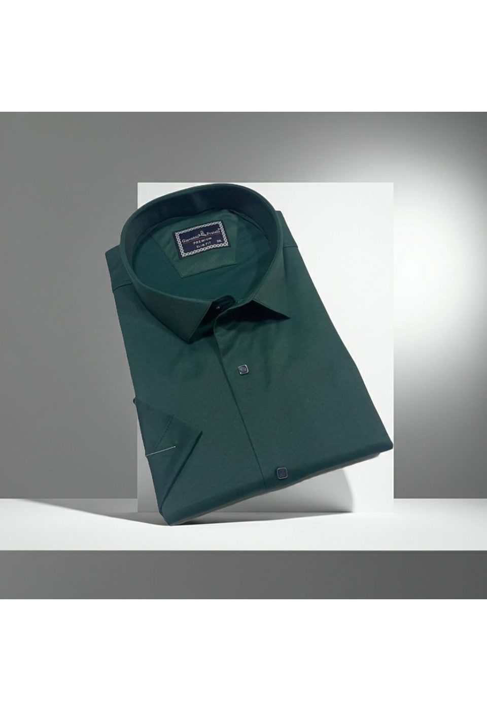 3037 BT CR K SATIN 014 Büyük Beden Slim Fit Kısa Kol Düz Renk Erkek Gömlek 4GMK323037014 - Giovanni Fratelli