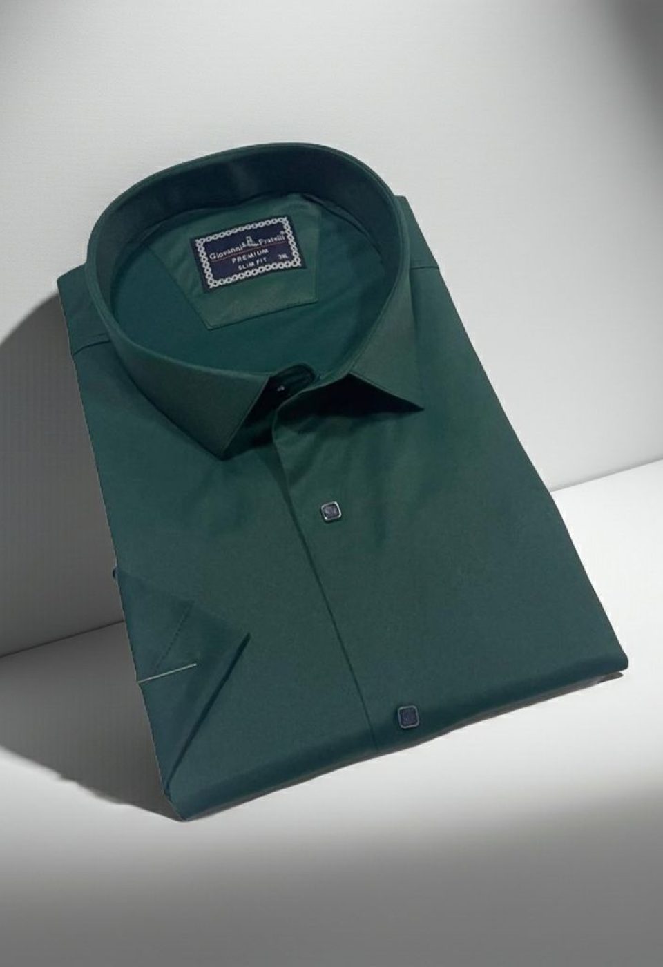 3037 BT CR K SATIN 014 Büyük Beden Slim Fit Kısa Kol Düz Renk Erkek Gömlek 4GMK323037014 - Giovanni Fratelli