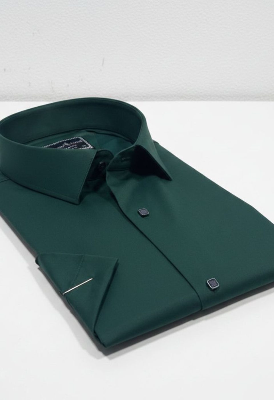 Büyük Beden Slim Fit Kısa Kol Düz Renk Erkek Gömlek 4GMK323037014