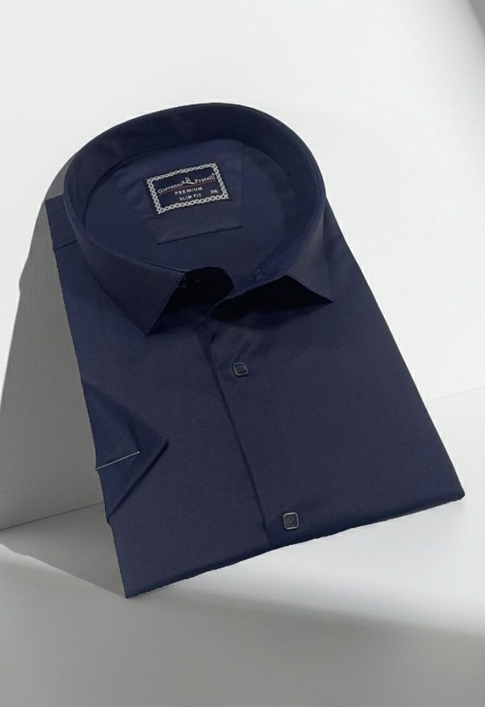 Büyük Beden Slim Fit Kısa Kol Düz Renk Erkek Gömlek 4GMK323037015