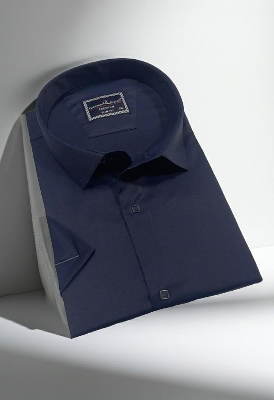 Büyük Beden Slim Fit Kısa Kol Düz Renk Erkek Gömlek 4GMK323037015