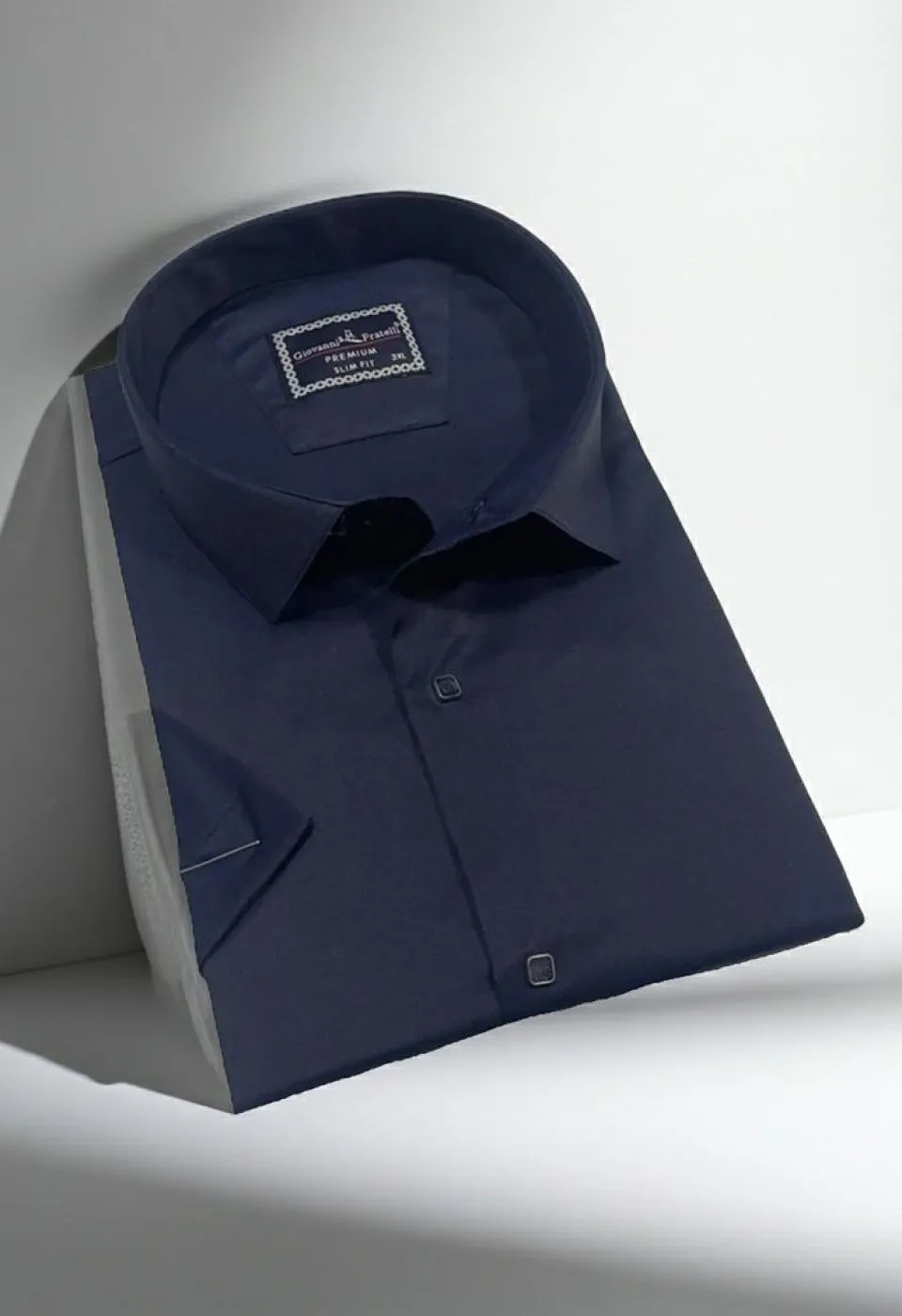 Büyük Beden Slim Fit Kısa Kol Düz Renk Erkek Gömlek 4GMK323037015