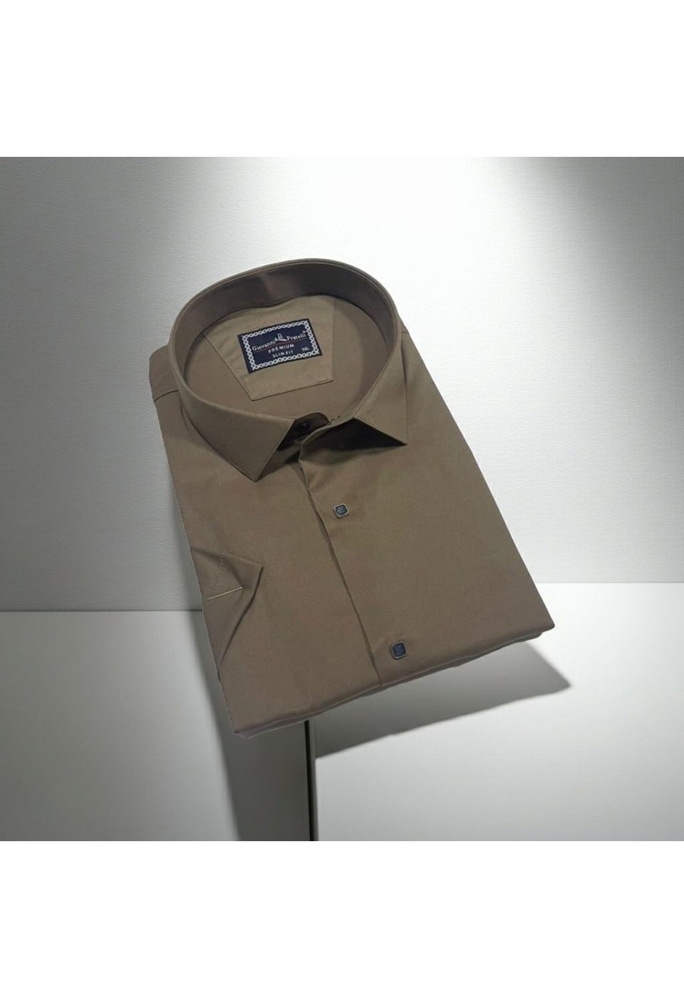 3037 BT CR K SATIN 016 Büyük Beden Slim Fit Kısa Kol Düz Renk Erkek Gömlek 4GMK323037016 - Giovanni Fratelli