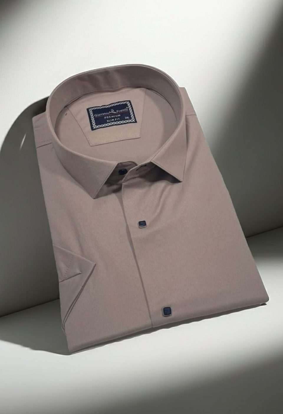 Büyük Beden Slim Fit Kısa Kol Düz Renk Erkek Gömlek 4GMK323037017