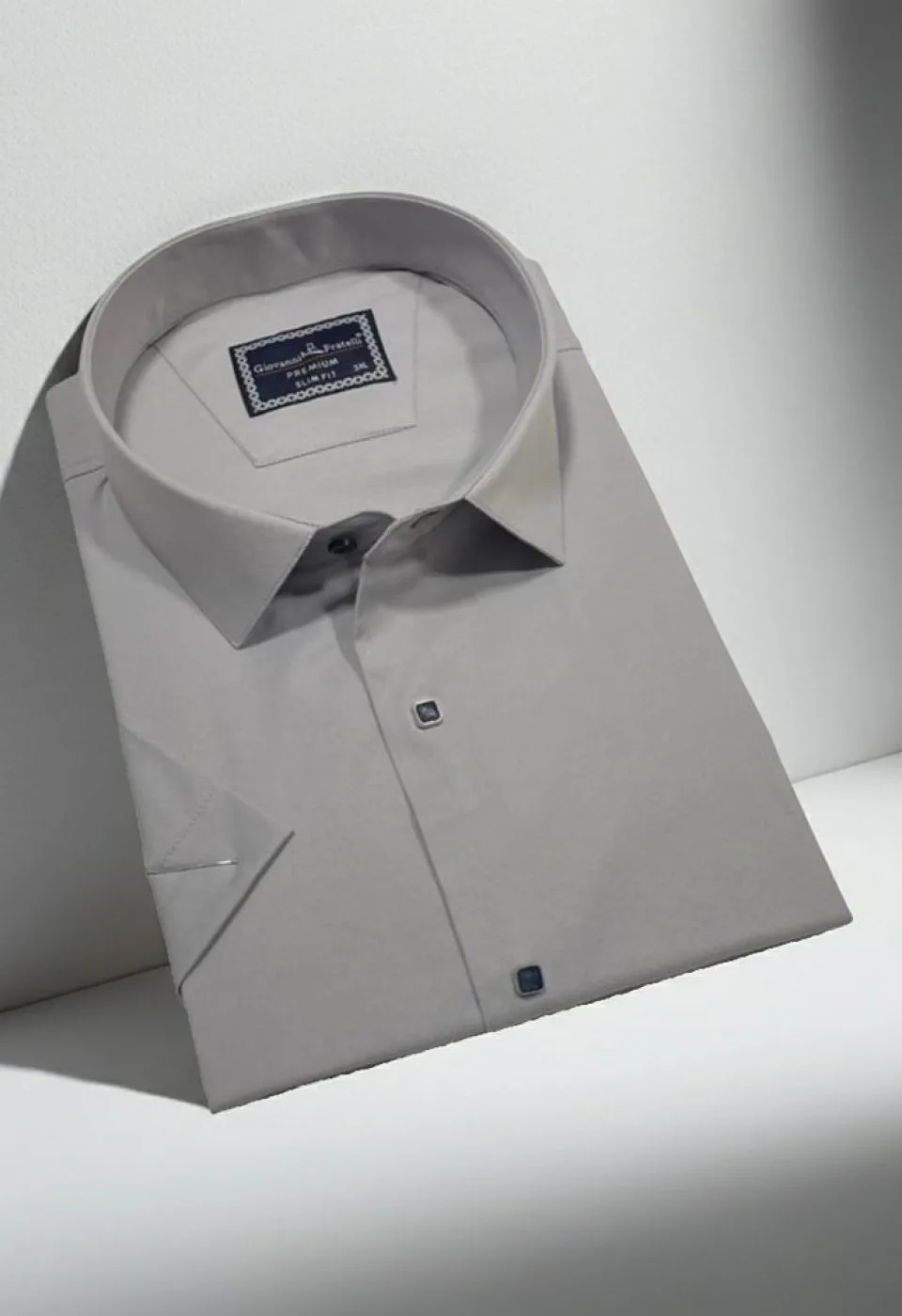 Büyük Beden Slim Fit Kısa Kol Düz Renk Erkek Gömlek 4GMK323037018 - Giovanni Fratelli