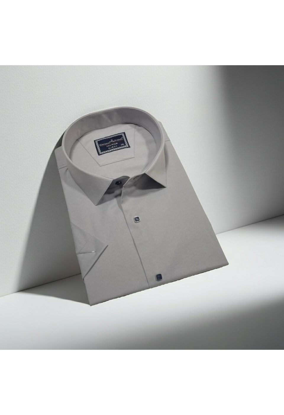 3037 BT CR K SATIN 018 Büyük Beden Slim Fit Kısa Kol Düz Renk Erkek Gömlek 4GMK323037018 - Giovanni Fratelli