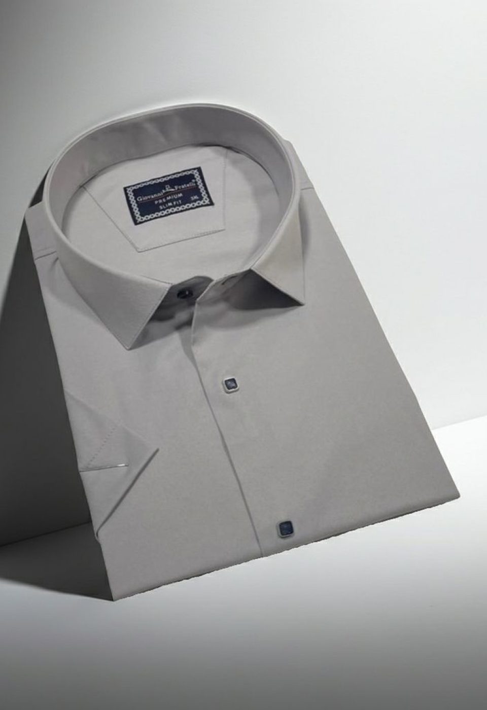 Büyük Beden Slim Fit Kısa Kol Düz Renk Erkek Gömlek 4GMK323037018