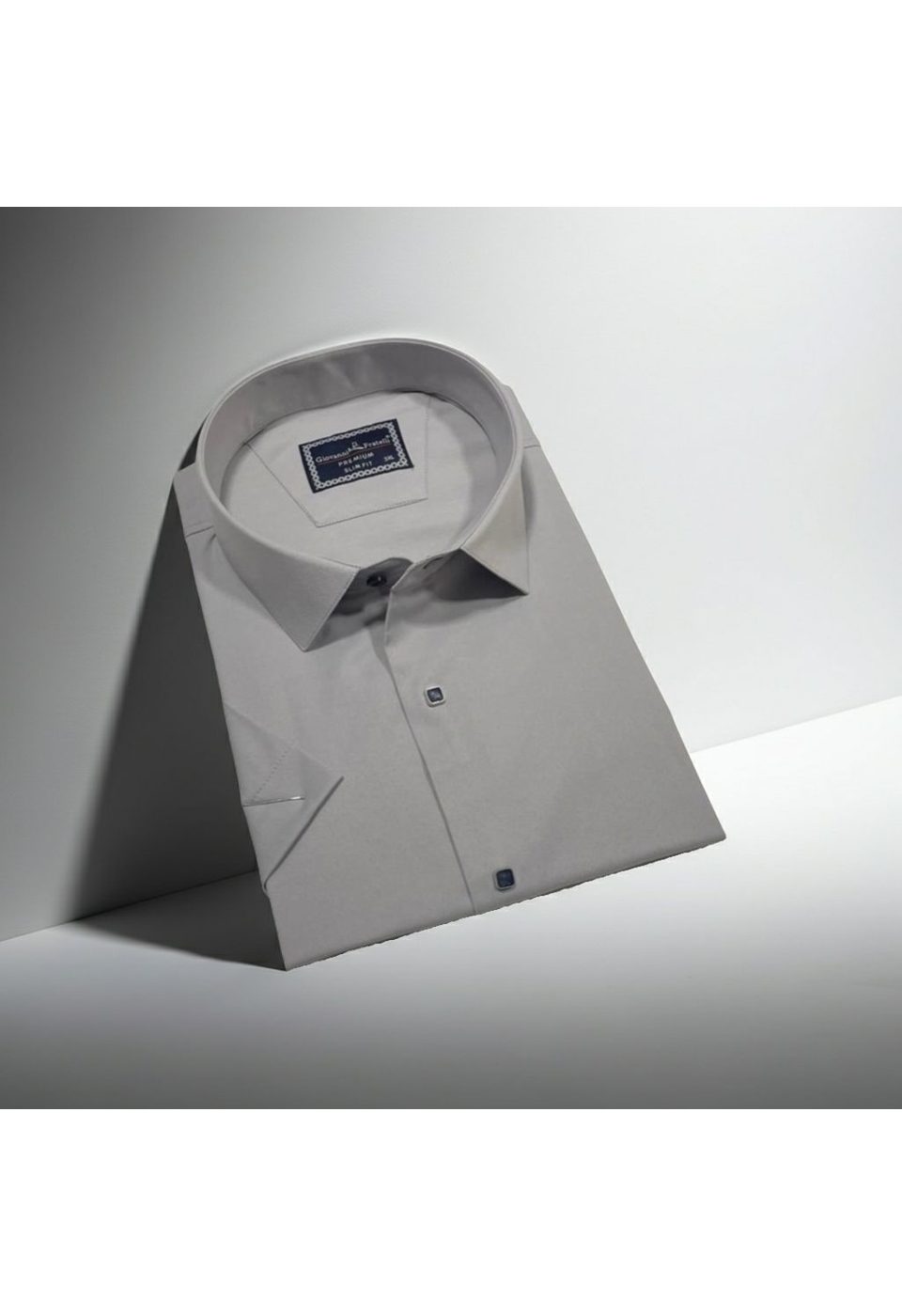 3037 BT CR K SATIN 018 Büyük Beden Slim Fit Kısa Kol Düz Renk Erkek Gömlek 4GMK323037018 - Giovanni Fratelli