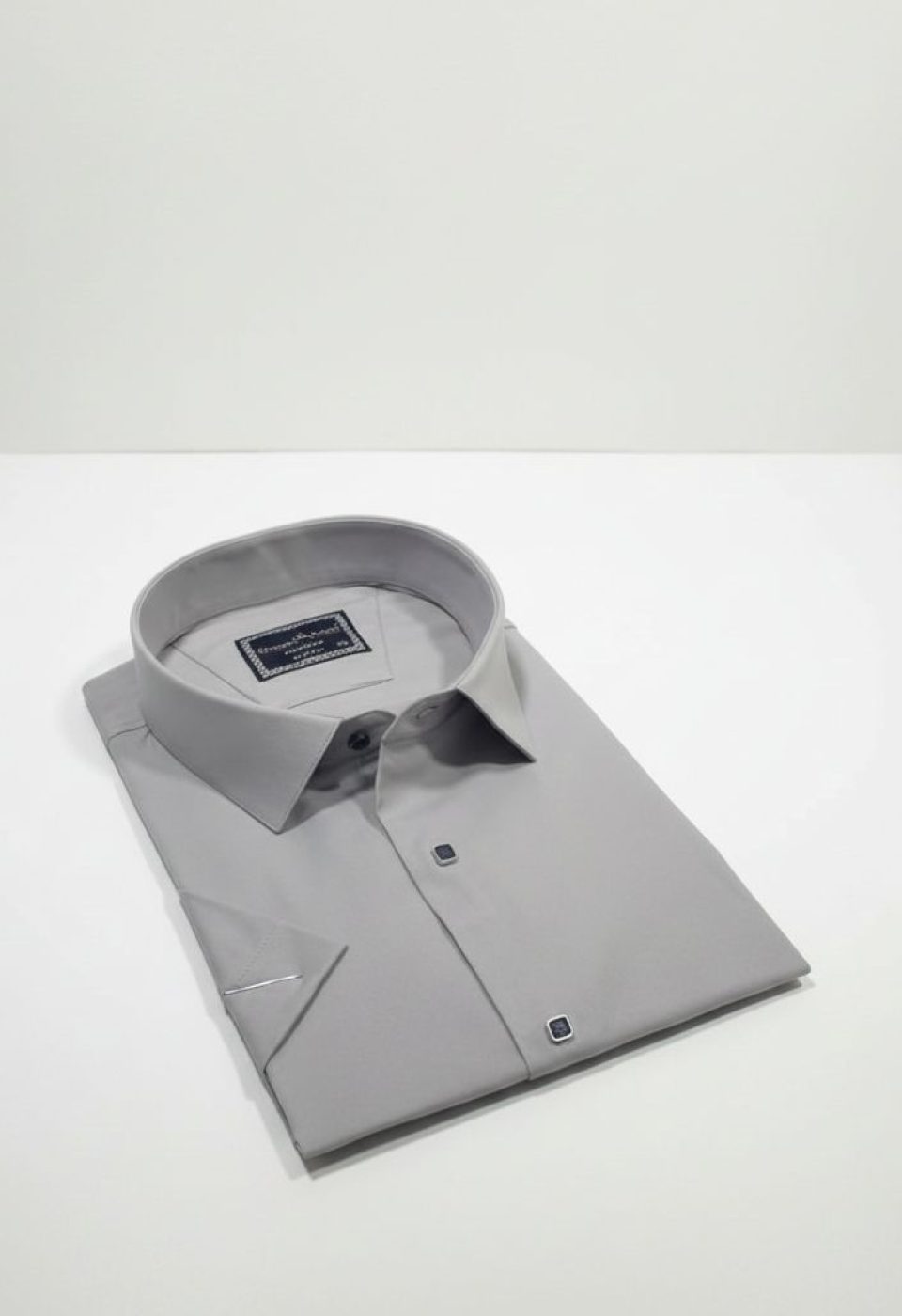 Büyük Beden Slim Fit Kısa Kol Düz Renk Erkek Gömlek 4GMK323037018