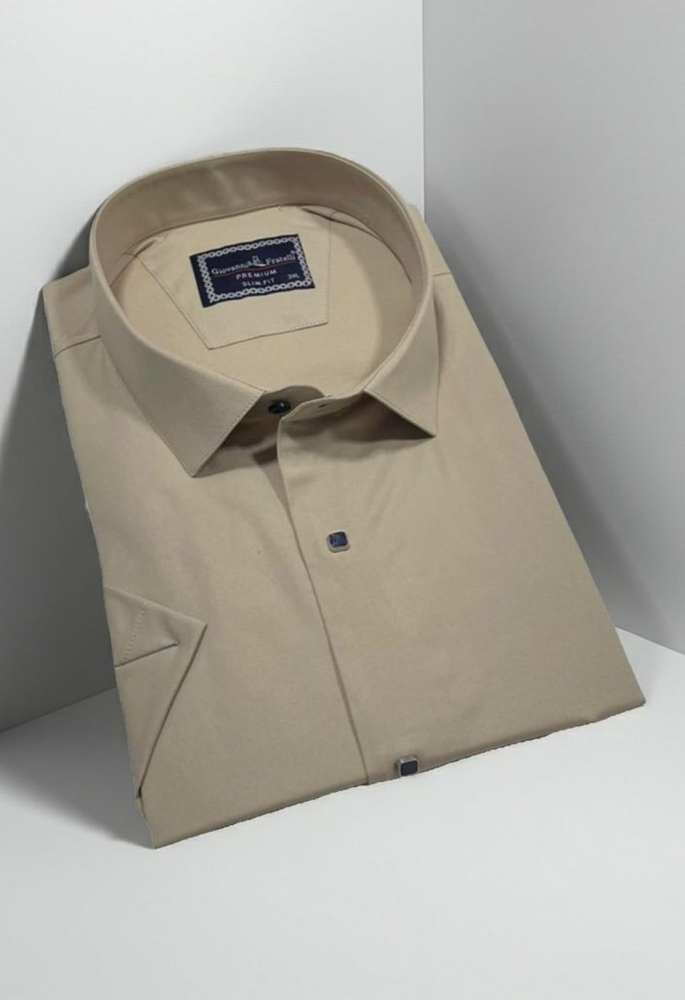 Büyük Beden Slim Fit Kısa Kol Düz Renk Erkek Gömlek 4GMK323037019