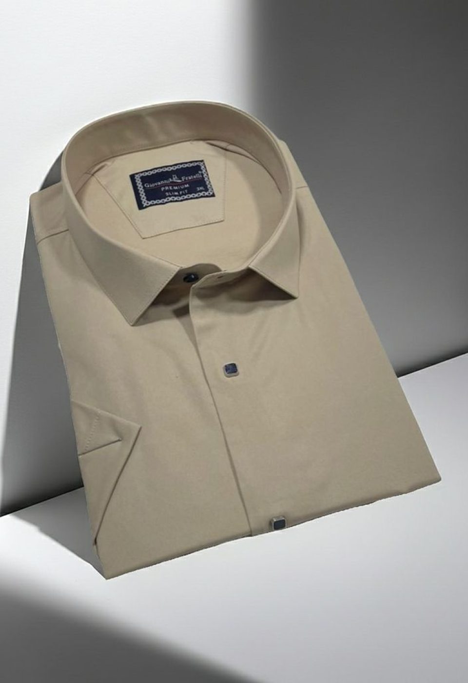 Büyük Beden Slim Fit Kısa Kol Düz Renk Erkek Gömlek 4GMK323037019