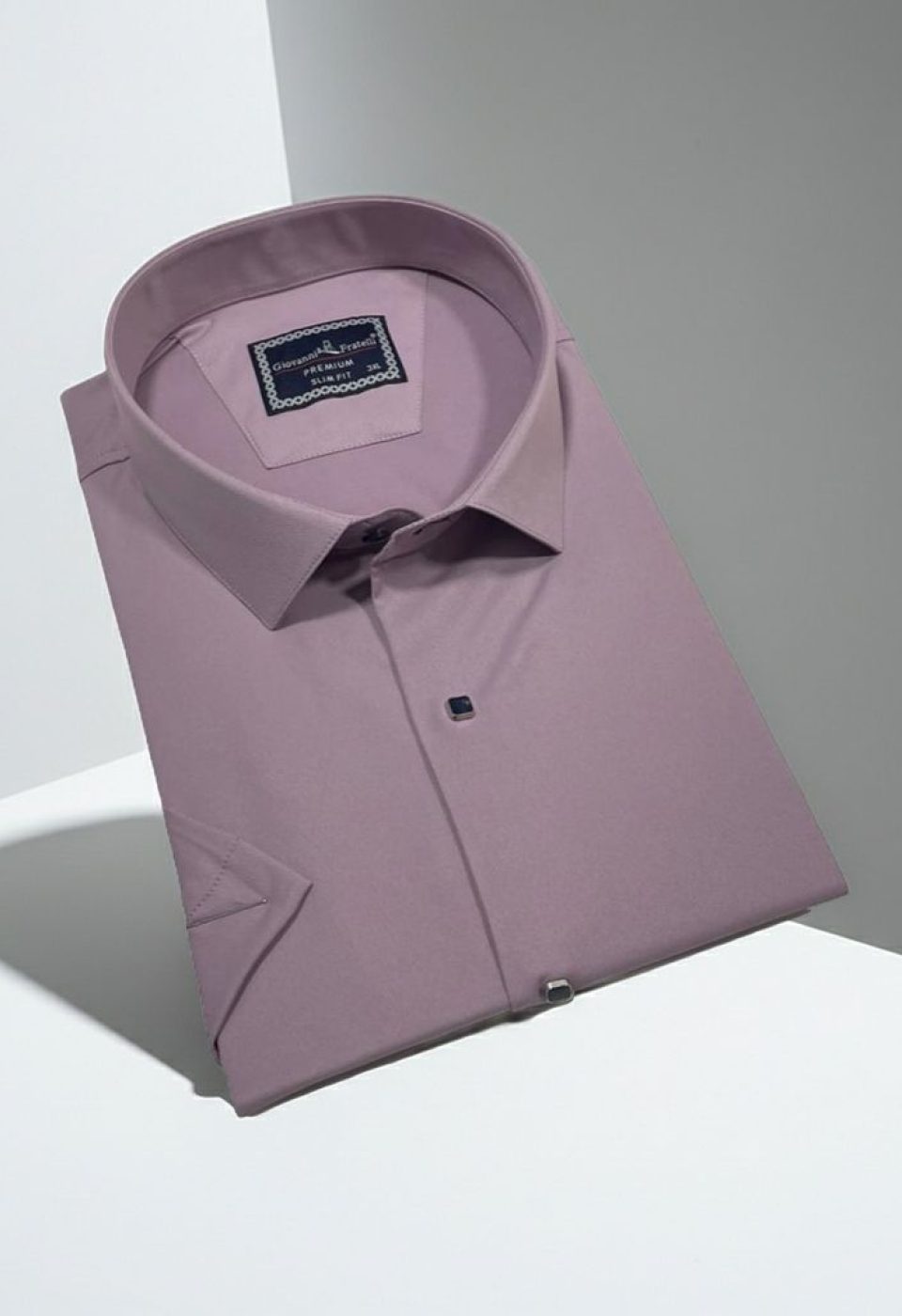 Büyük Beden Slim Fit Kısa Kol Düz Renk Erkek Gömlek 4GMK323037020