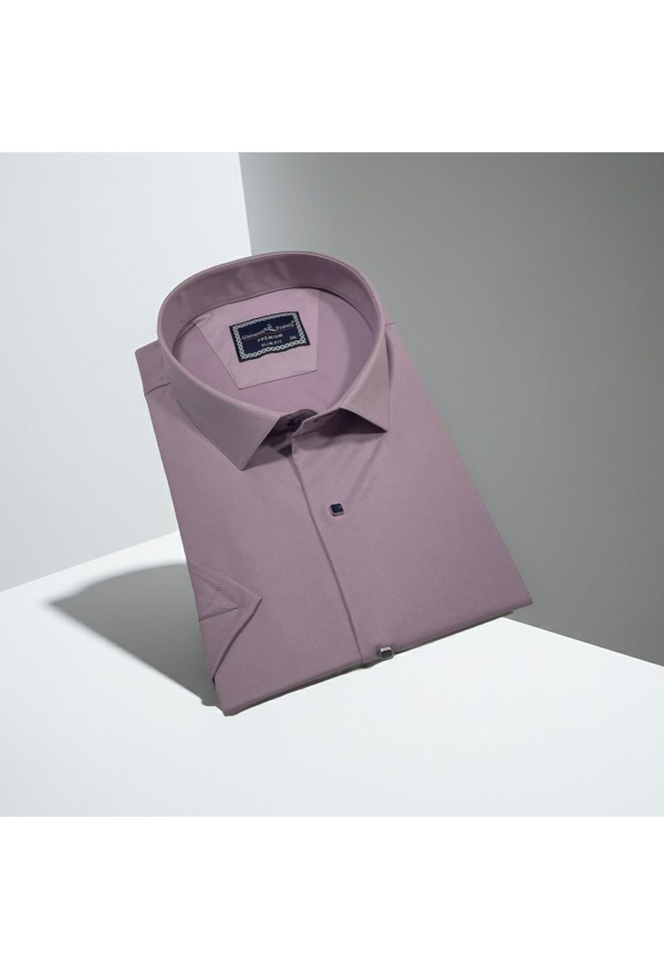 3037 BT CR K SATIN 020 Büyük Beden Slim Fit Kısa Kol Düz Renk Erkek Gömlek 4GMK323037020 - Giovanni Fratelli