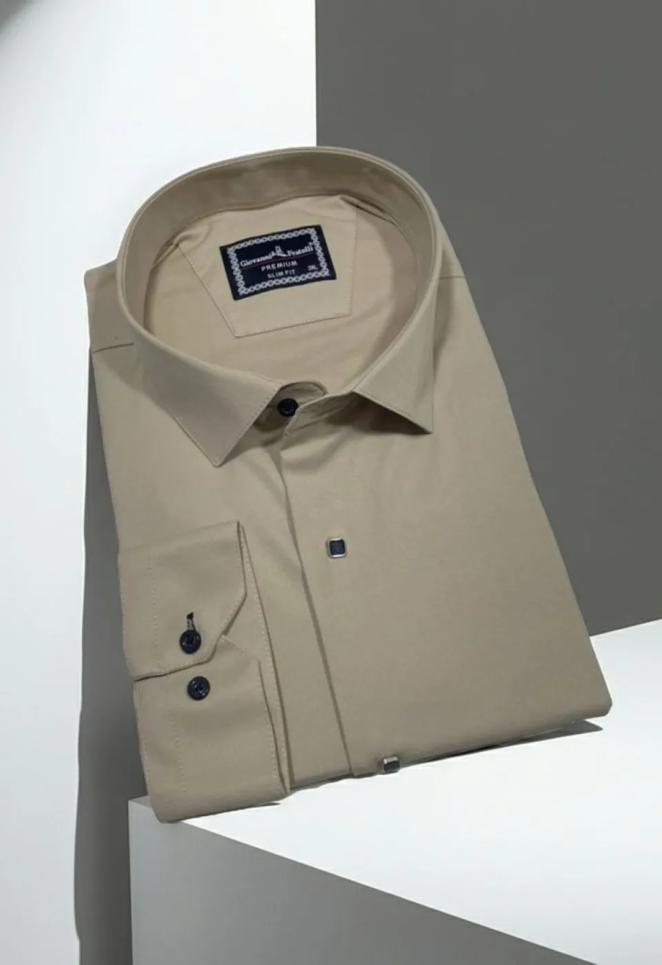 Büyük Beden Slim Fit Uzun Kol Düz Renk Saten Erkek Gömlek 4GMK313037022