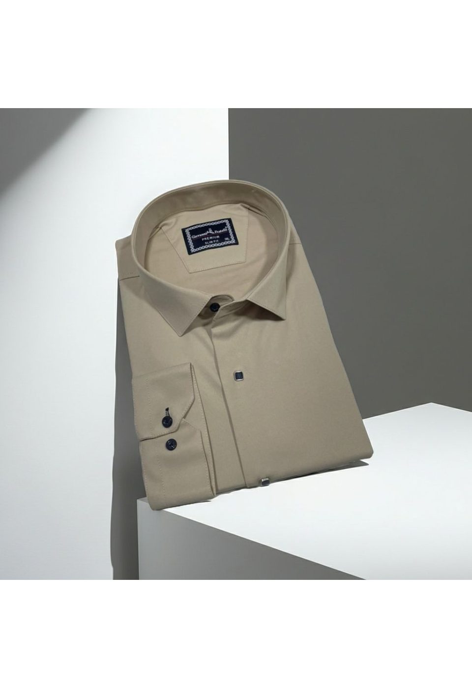 3037 BT CR SATIN 022 Büyük Beden Slim Fit Uzun Kol Düz Renk Saten Erkek Gömlek 4GMK313037022 - Giovanni Fratelli