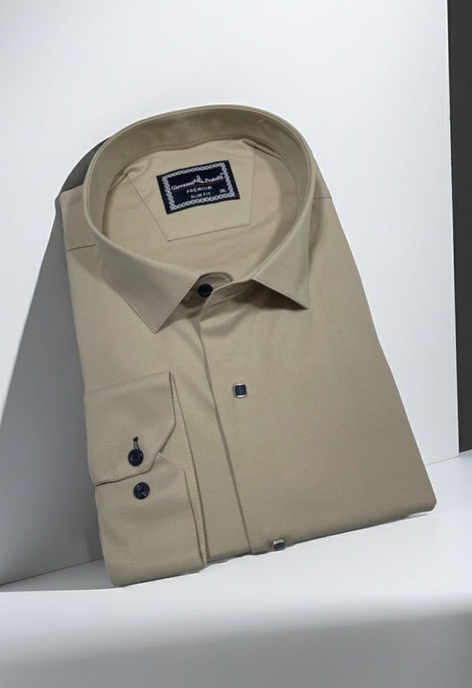 Büyük Beden Slim Fit Uzun Kol Düz Renk Saten Erkek Gömlek 4GMK313037022