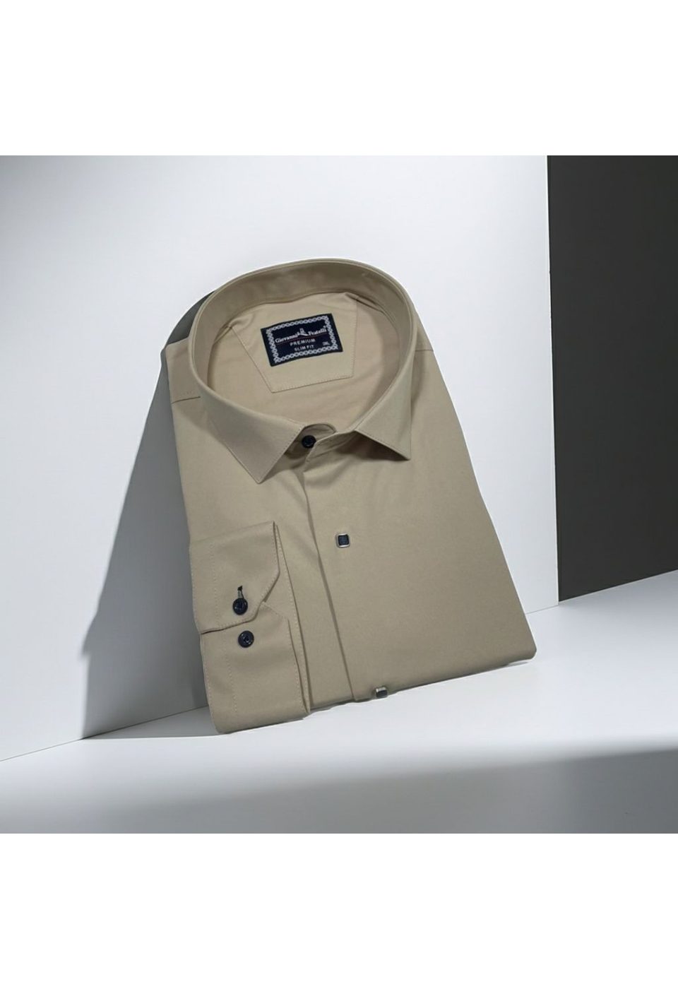 3037 BT CR SATIN 022 Büyük Beden Slim Fit Uzun Kol Düz Renk Saten Erkek Gömlek 4GMK313037022 - Giovanni Fratelli