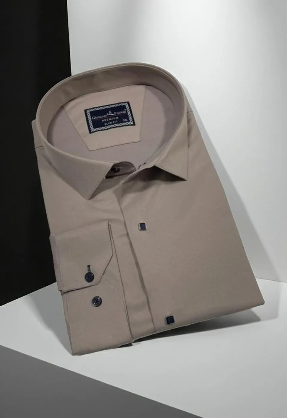 Büyük Beden Slim Fit Uzun Kol Düz Renk Saten Erkek Gömlek 4GMK313037024