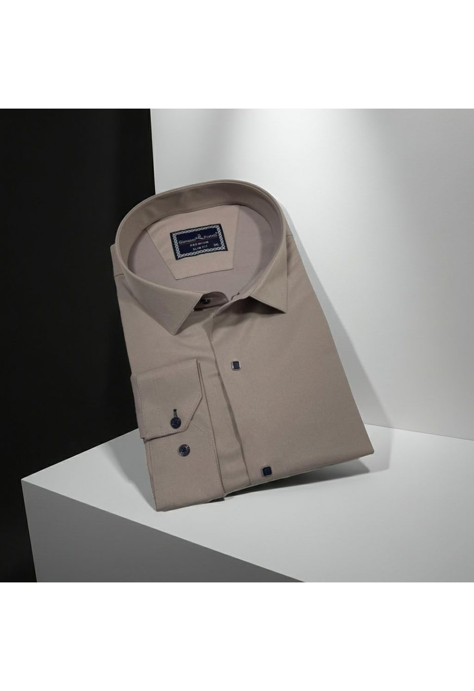 3037 BT CR SATIN 024 Büyük Beden Slim Fit Uzun Kol Düz Renk Saten Erkek Gömlek 4GMK313037024 - Giovanni Fratelli