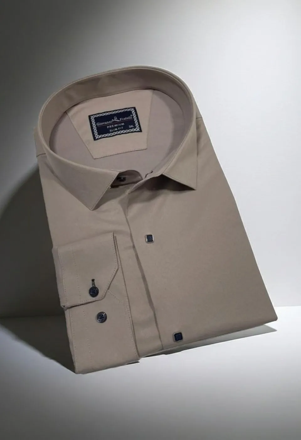 Büyük Beden Slim Fit Uzun Kol Düz Renk Saten Erkek Gömlek 4GMK313037024