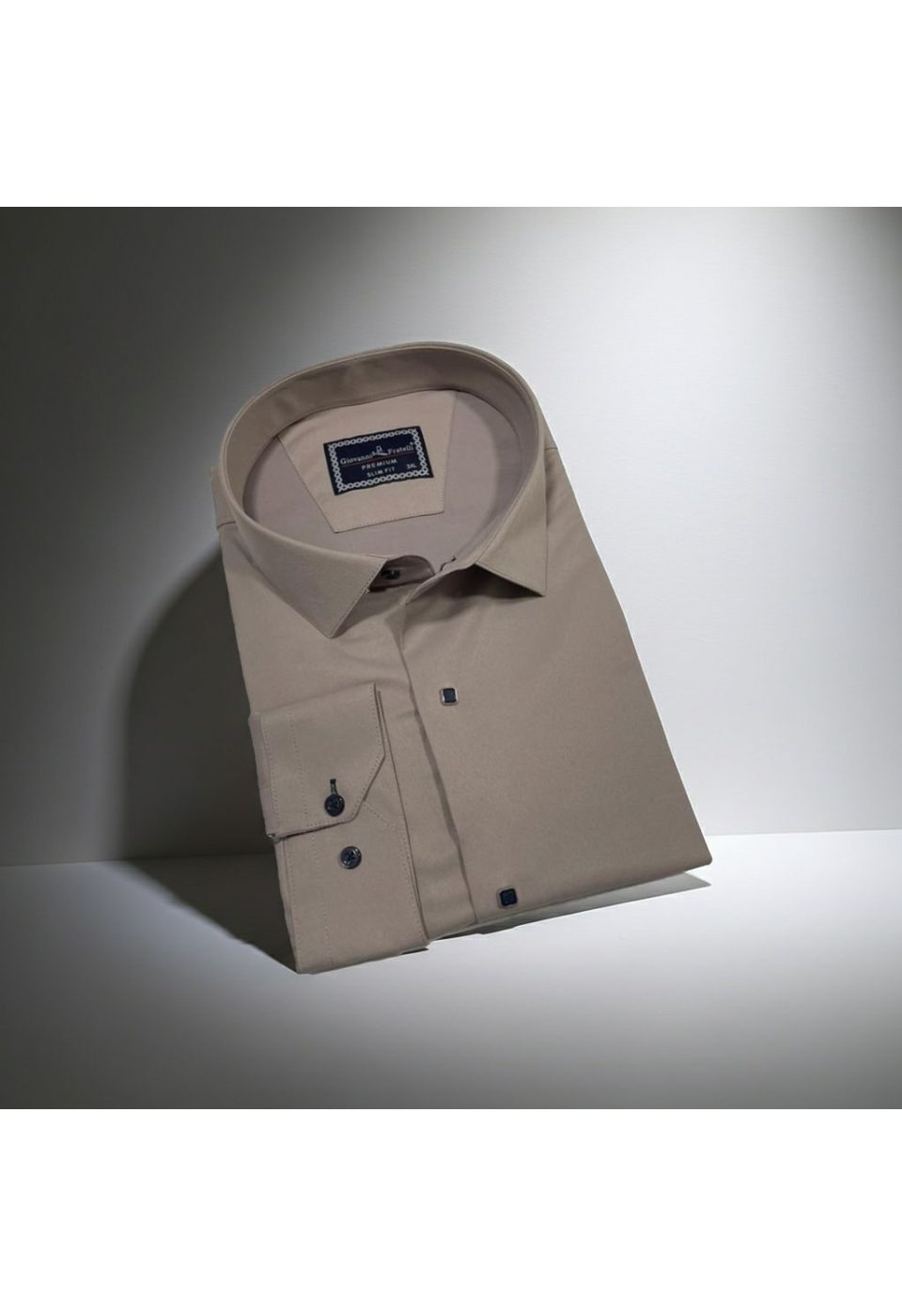 3037 BT CR SATIN 024 Büyük Beden Slim Fit Uzun Kol Düz Renk Saten Erkek Gömlek 4GMK313037024 - Giovanni Fratelli