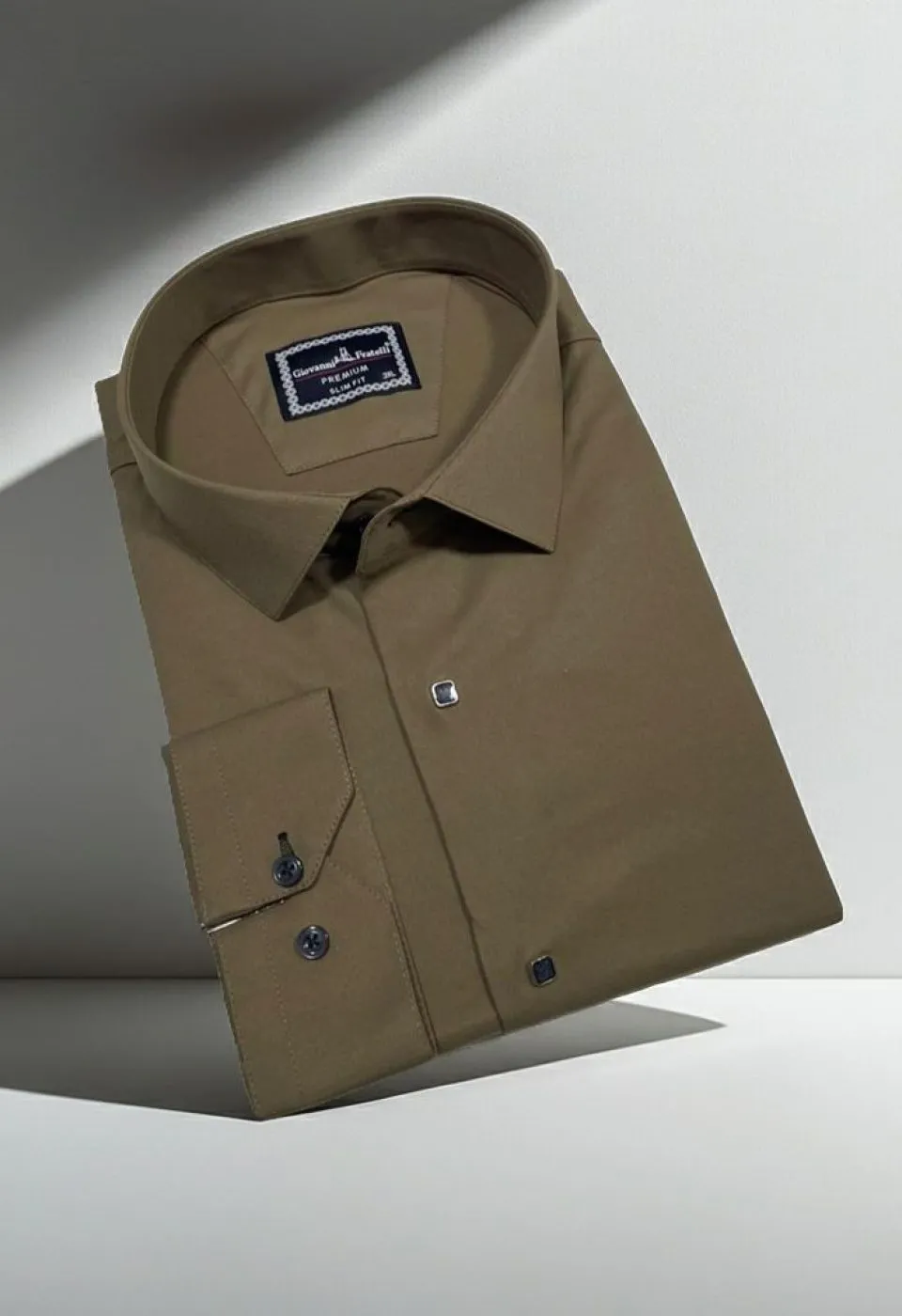 Büyük Beden Slim Fit Uzun Kol Düz Renk Saten Erkek Gömlek 4GMK313037025