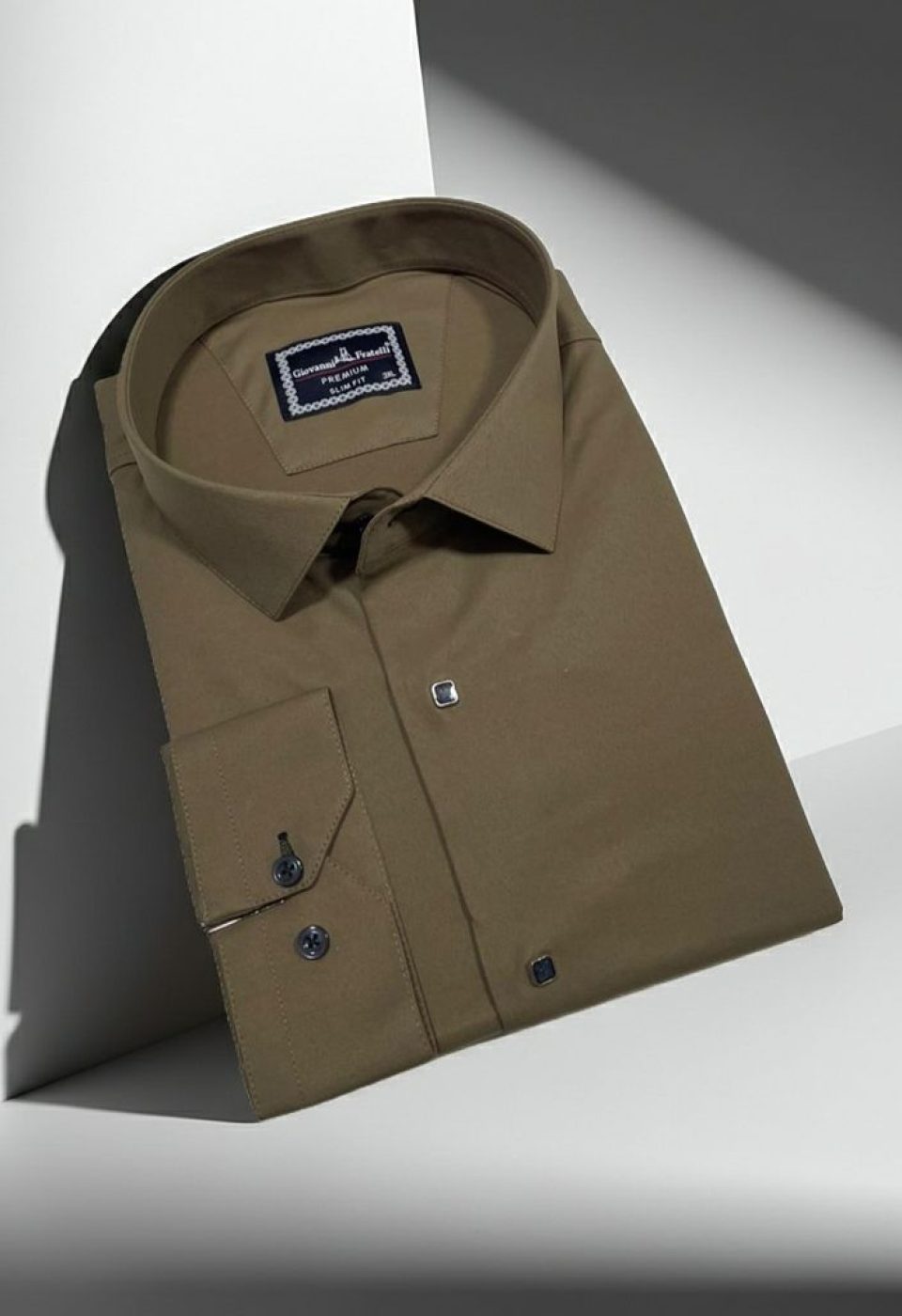 Büyük Beden Slim Fit Uzun Kol Düz Renk Saten Erkek Gömlek 4GMK313037025