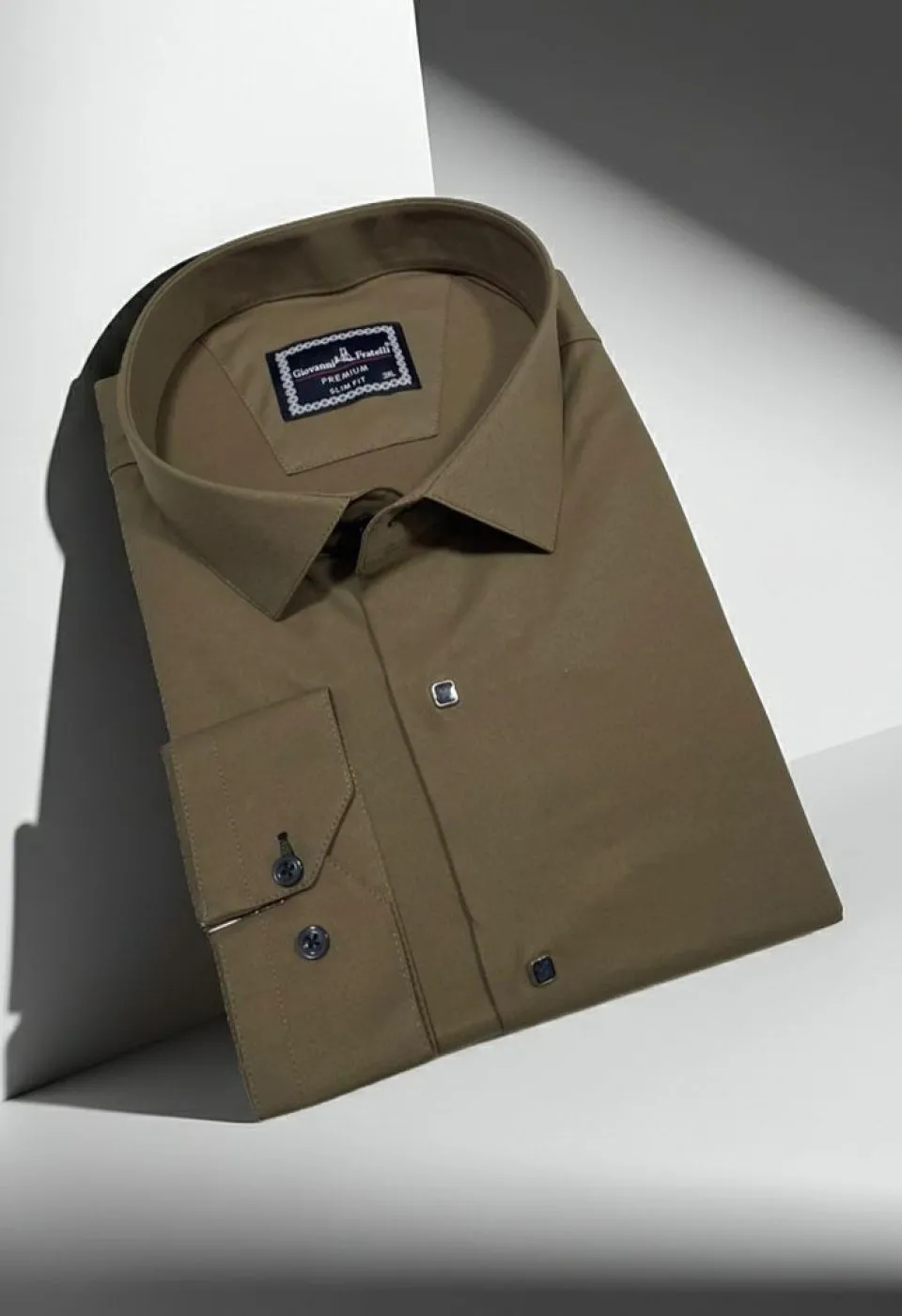 Büyük Beden Slim Fit Uzun Kol Düz Renk Saten Erkek Gömlek 4GMK313037025