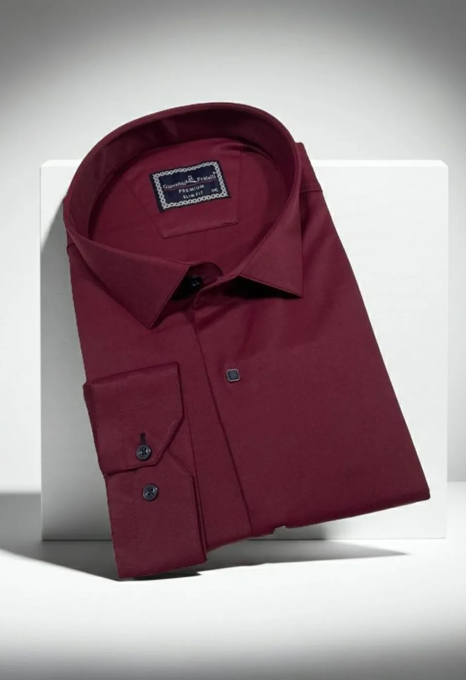 Büyük Beden Slim Fit Uzun Kol Düz Renk Saten Erkek Gömlek 4GMK313037027