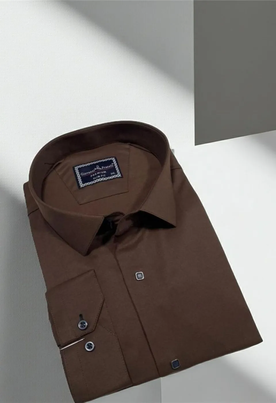 Büyük Beden Slim Fit Uzun Kol Düz Renk Saten Erkek Gömlek 4GMK313037028