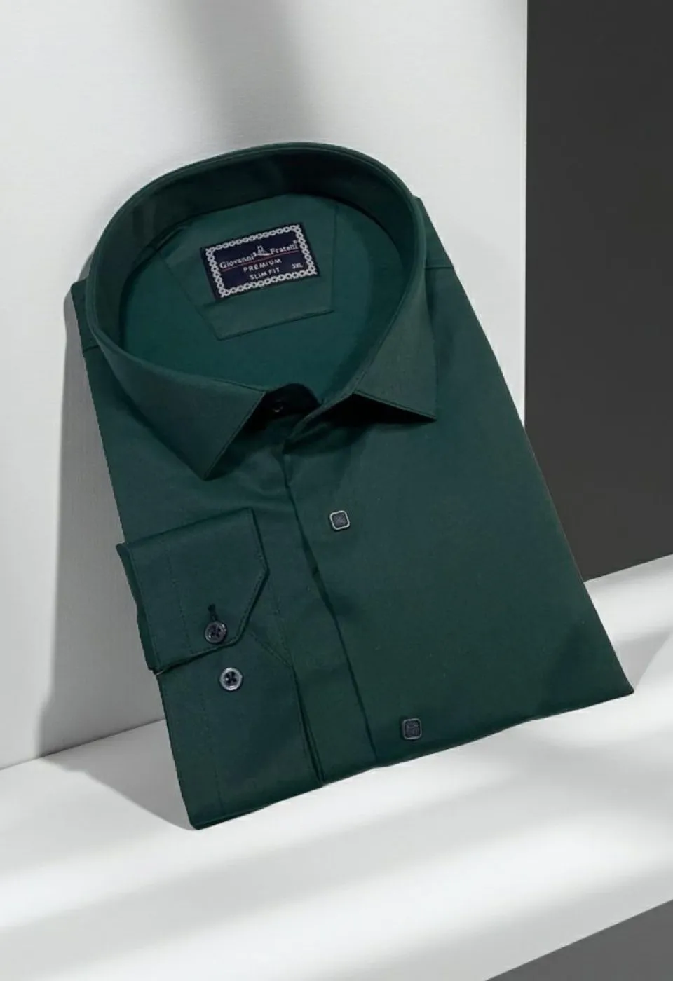 Büyük Beden Slim Fit Uzun Kol Düz Renk Saten Erkek Gömlek 4GMK313037029