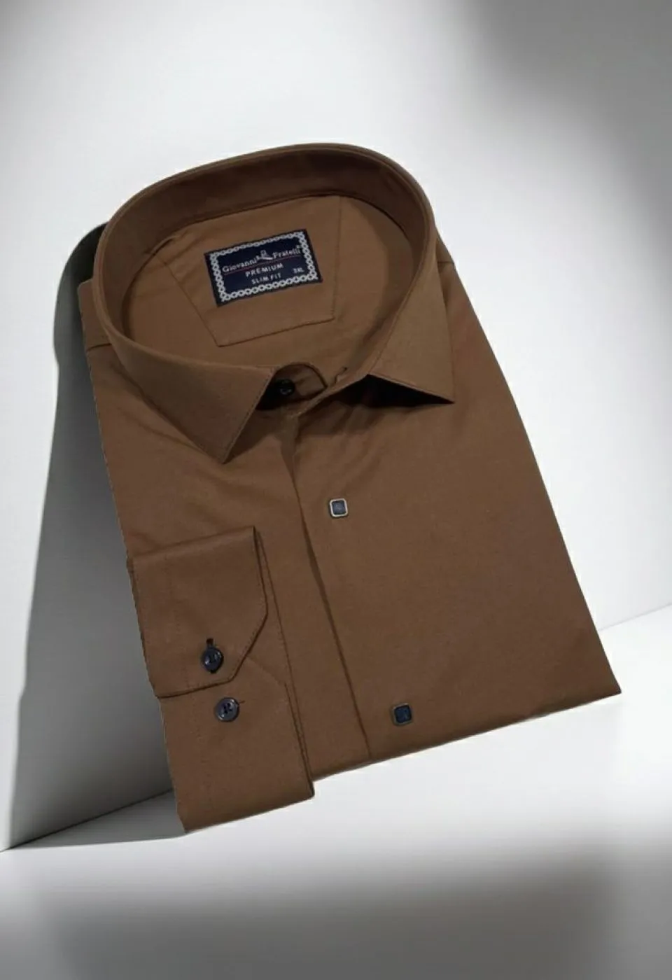 Büyük Beden Slim Fit Uzun Kol Düz Renk Saten Erkek Gömlek 4GMK313037030