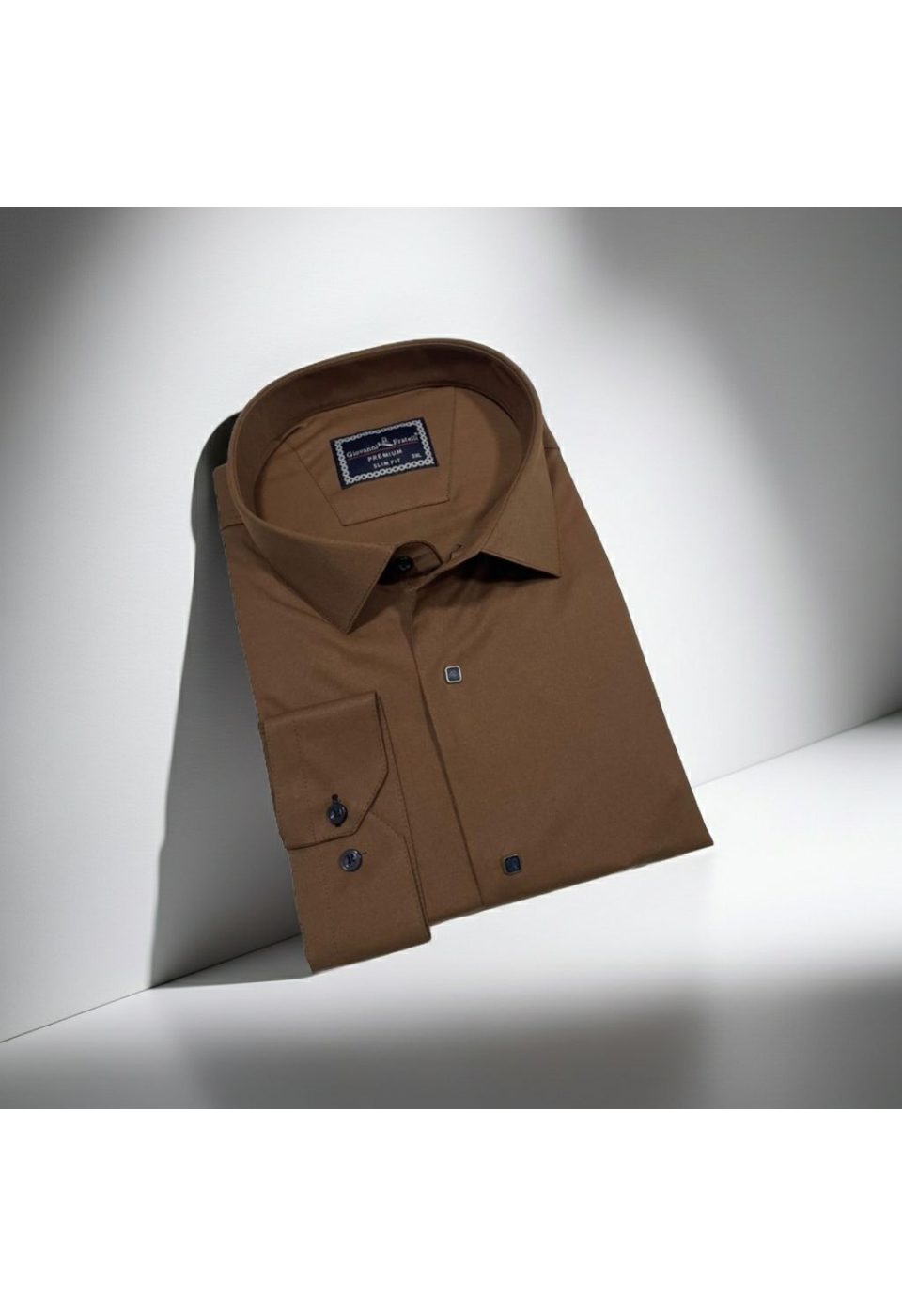 3037 BT CR SATIN 030 Büyük Beden Slim Fit Uzun Kol Düz Renk Saten Erkek Gömlek 4GMK313037030 - Giovanni Fratelli