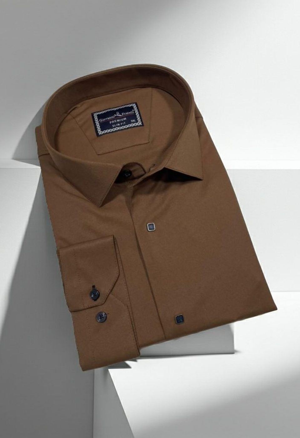 3037 BT CR SATIN 030 Büyük Beden Slim Fit Uzun Kol Düz Renk Saten Erkek Gömlek 4GMK313037030 - Giovanni Fratelli