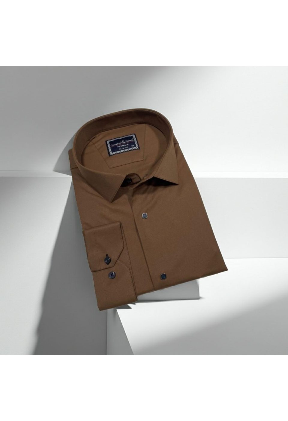 3037 BT CR SATIN 030 Büyük Beden Slim Fit Uzun Kol Düz Renk Saten Erkek Gömlek 4GMK313037030 - Giovanni Fratelli