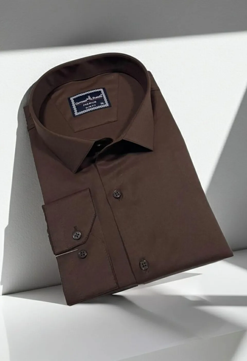 Büyük Beden Slim Fit Uzun Kol Düz Renk Saten Erkek Gömlek 4GMK313039017