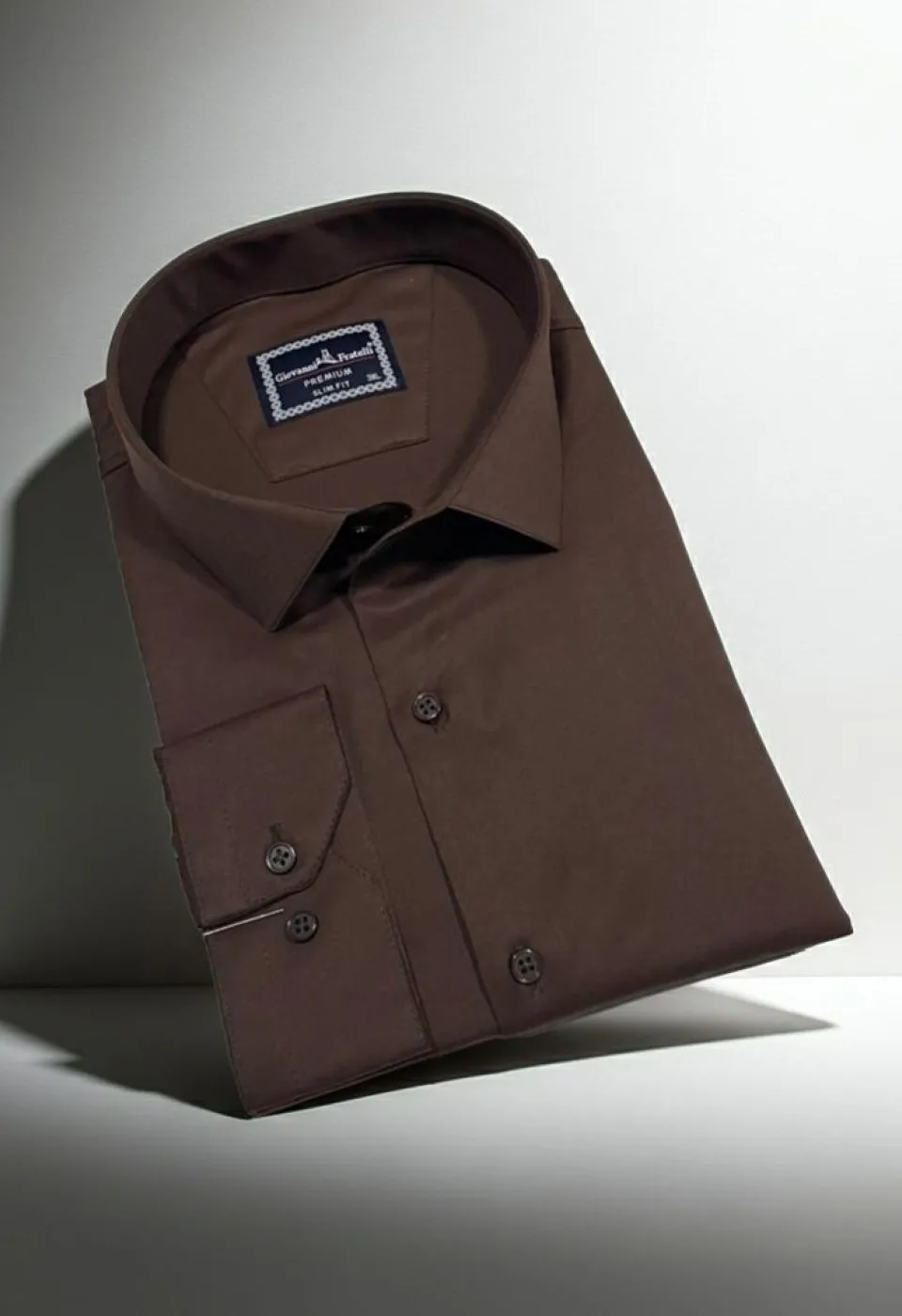 Büyük Beden Slim Fit Uzun Kol Düz Renk Saten Erkek Gömlek 4GMK313039017