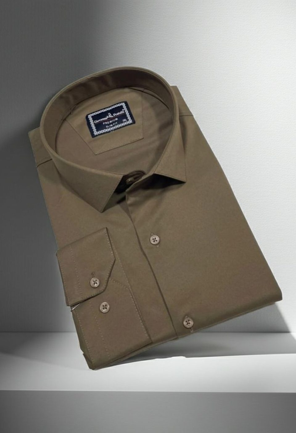 Büyük Beden Slim Fit Uzun Kol Düz Renk Saten Erkek Gömlek 4GMK313039018