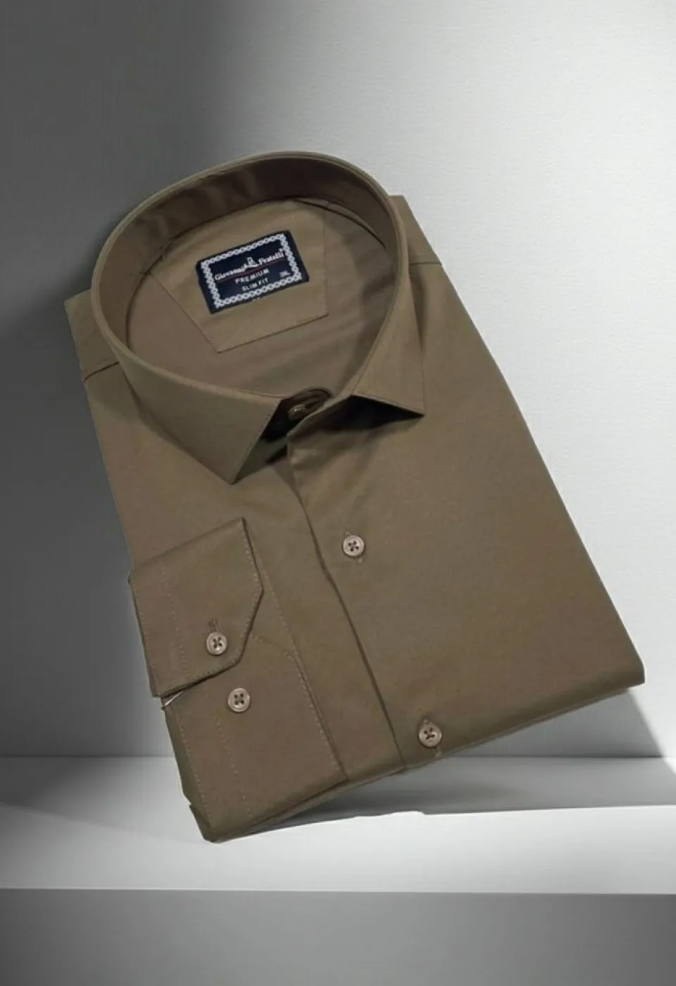Büyük Beden Slim Fit Uzun Kol Düz Renk Saten Erkek Gömlek 4GMK313039018
