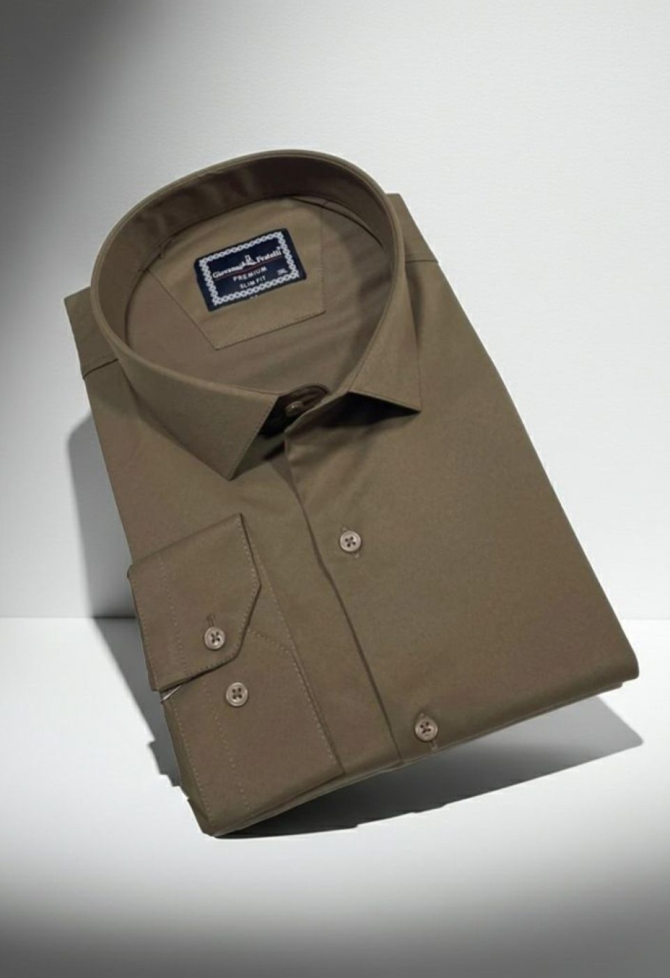 Büyük Beden Slim Fit Uzun Kol Düz Renk Saten Erkek Gömlek 4GMK313039018