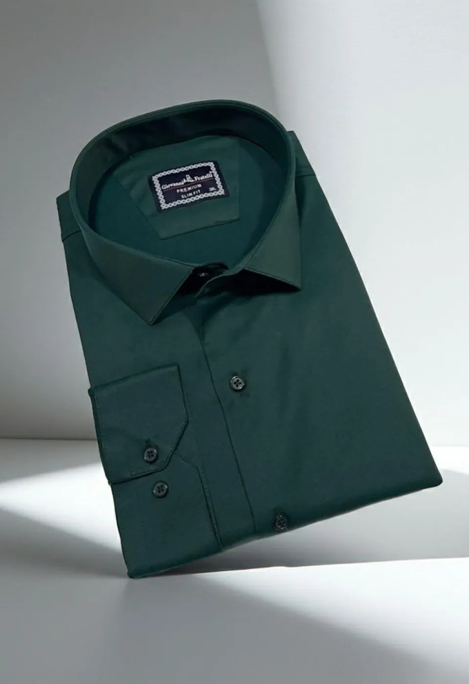 Büyük Beden Slim Fit Uzun Kol Düz Renk Saten Erkek Gömlek 4GMK313039020