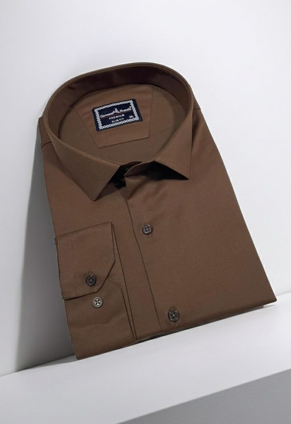 Büyük Beden Slim Fit Uzun Kol Düz Renk Saten Erkek Gömlek 4GMK313039021